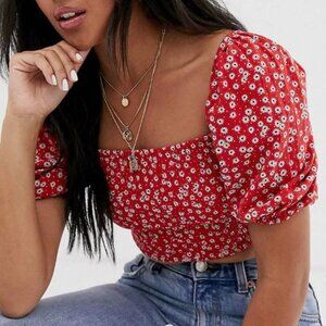 NWT Asos floral print smocked top